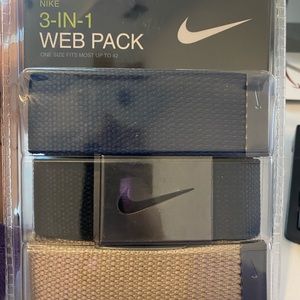 Nike web belts/golf with buckle Khaki, nave blue, and black